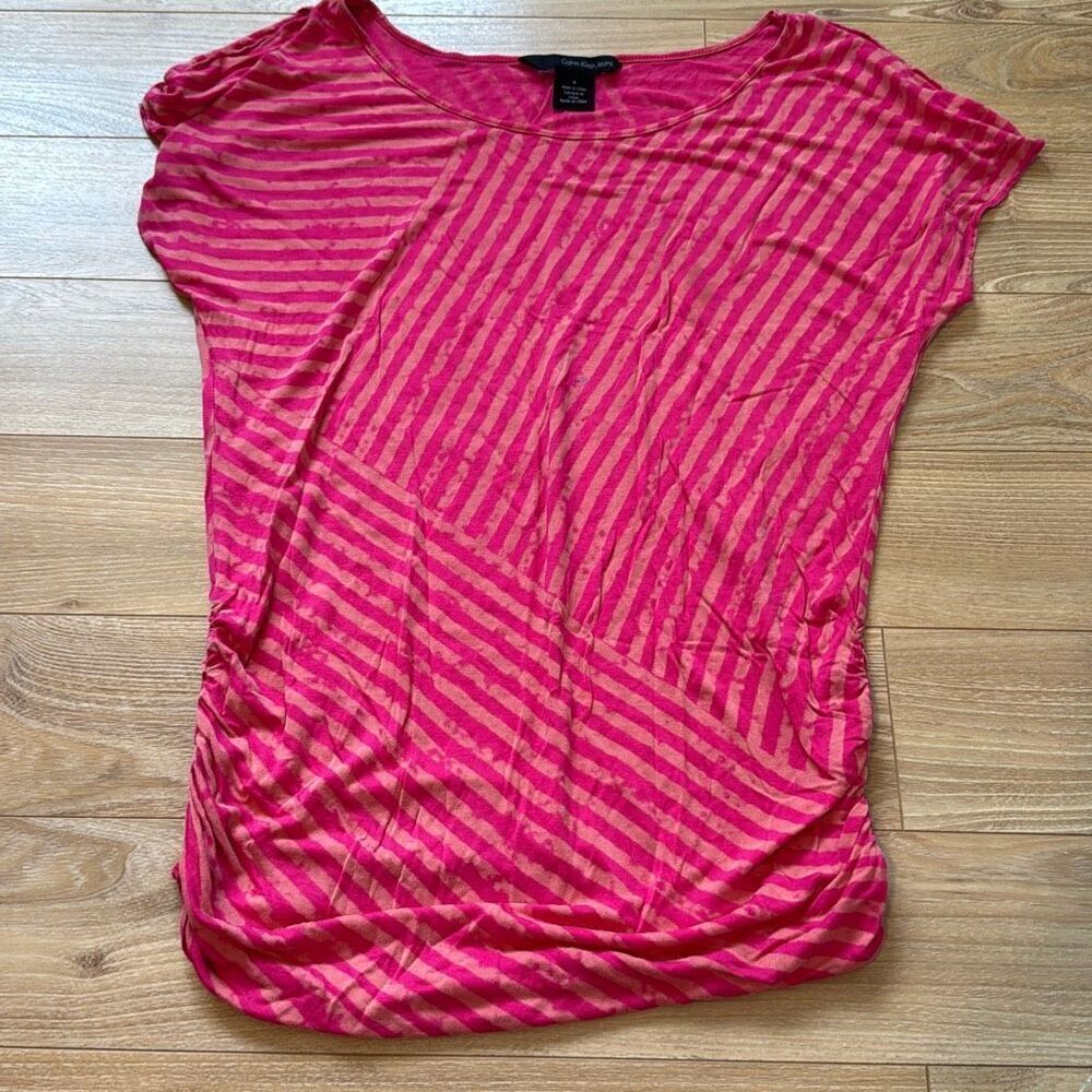 Calvin Klein Jeans pink striped‎ t-shirt size medium